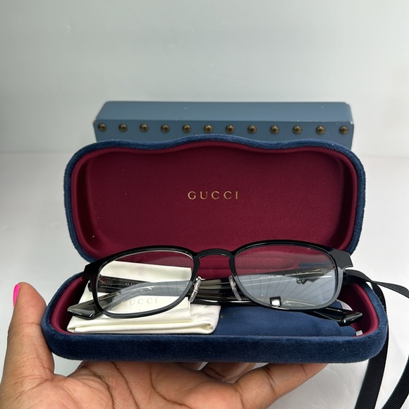 Gucci GG1118O 003 Eyeglasses Men's Black/Grey Full Rim Square Shape 52-20-145 - Picture 14 of 15